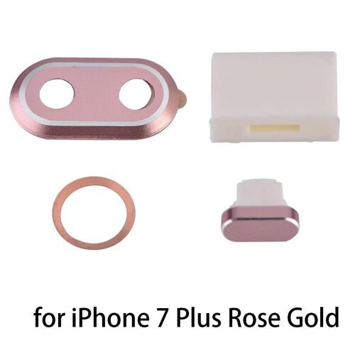 4pcs / Set Lentille De Protection Poussière Bouchon Boîte De Rangement Autocollant D'empreintes Digitales Pour Iphone 7 Plus Or Rose