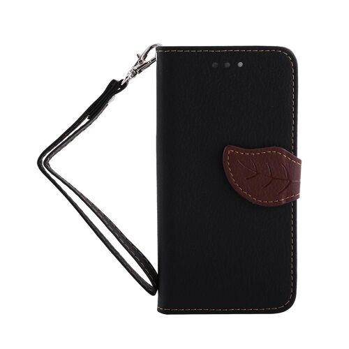 Étui de protection pour téléphone Flip PU Cover avec support et emplacements pour carte pour iPhone 6Plus/6sPlus Noir