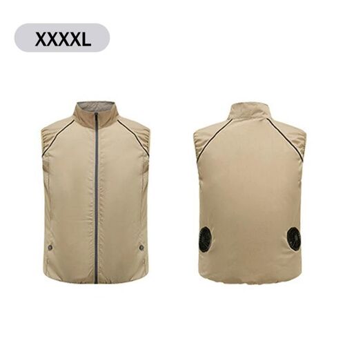 Gilet Rafraîchissant Veste De Climatiseur Avec 2 Ventilateurs Circulation D'air Chemise De Refroidissement 3 Vitesses Contrôle Été Glace Cool Gilet Unisexe Kaki,Xxxxl