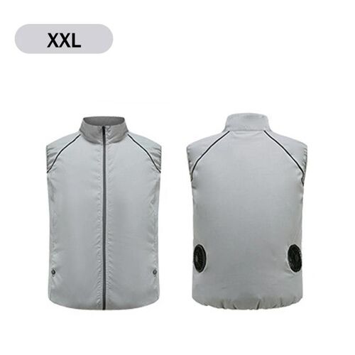 Gilet De Refroidissement Veste De Climatiseur Avec 2 Ventilateurs Circulation D'air Chemise De Refroidissement 3 Vitesses Contrôle D'été Glace Cool Gilet Unisexe Gris,2xl