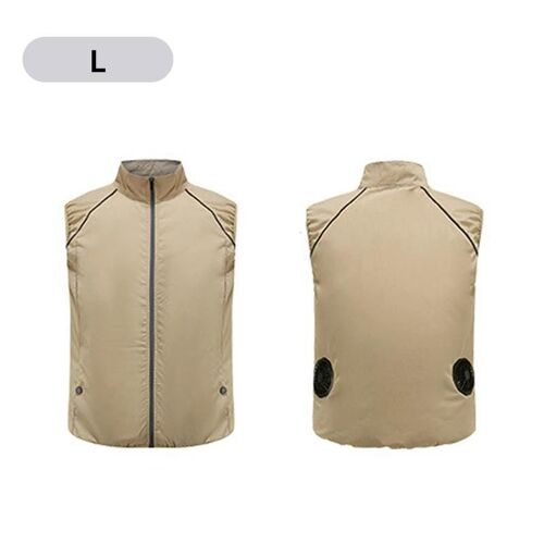 Gilet Rafraîchissant Climatiseur Veste Avec 2 Ventilateur Circulation D'air Chemise Rafraîchissante 3-Vitesse Contrôle Été Glace Cool Gilet Unisexe Kaki,L