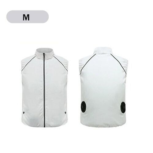 Gilet Rafraîchissant Veste De Climatiseur Avec 2 Ventilateurs Circulation D'air Chemise De Refroidissement 3-Speed Control Été Glace Cool Gilet Unisexe Blanc,M