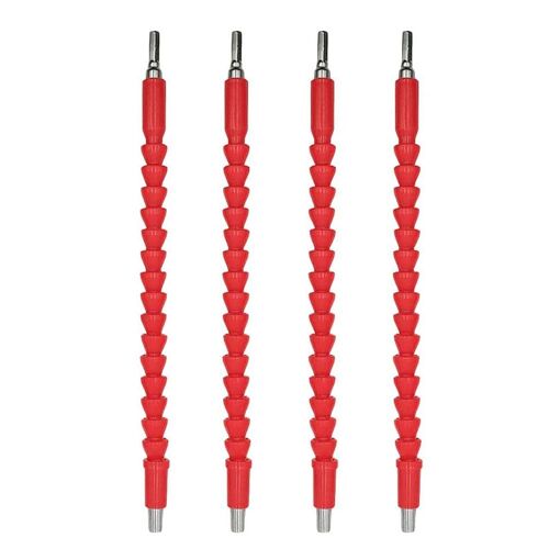 4pcs 11,8 pouces extension de foret flexible avec porte-foret à vis 295mm rouge