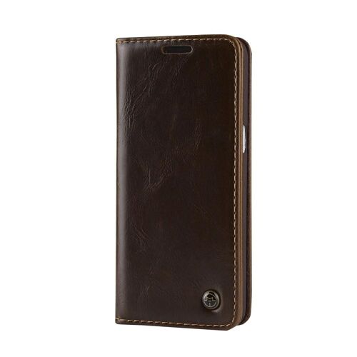 Étui de téléphone portefeuille en cuir PU Couverture de téléphone portable à rabat magnétique pour Samsung Galaxy S8 Plus marron