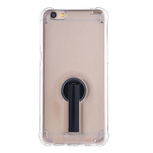 B.O.W Étui De Téléphone Anti-Chute En Tpu Transparent À Couverture Complète Pour Béquille Noire Oppo R9s Plus