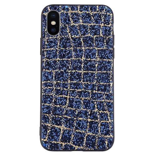 Luxe Brillant Paillettes Téléphone Étui De Protection Arrière Antichoc Pour Iphone X Bleu
