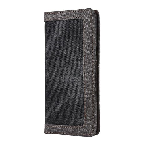 Étui de téléphone portefeuille en toile respirante Flip Housse de téléphone portable pour Samsung Galaxy S8 Plus Noir