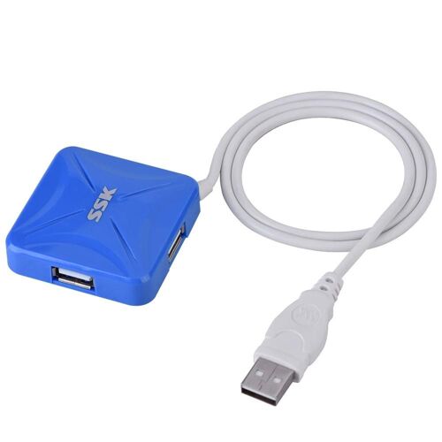 SSK Portable haute vitesse 4 ports USB 2.0 Hub Splitter Adaptateur pour ordinateur PC portable (bleu)