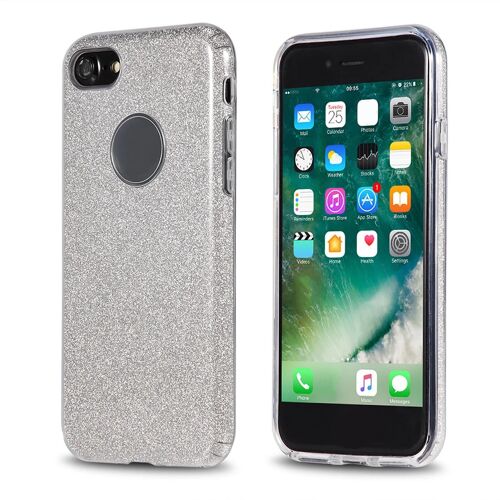 Hard Pc Soft Tpu Phone Case Bling Glitter Sparkle Protective Back Cover Pour Iphone 8 Argent