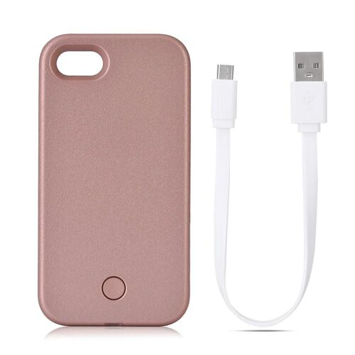 Led Éclairé Selfie Light Phone Case Lampe De Poche Lumineuse Couverture Arrière Pour Iphone 8 Rose Gold