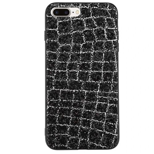 Pour iPhone 7Plus / 8Plus Paillettes Coque de téléphone antichoc Couverture arrière Luxe Noir brillant