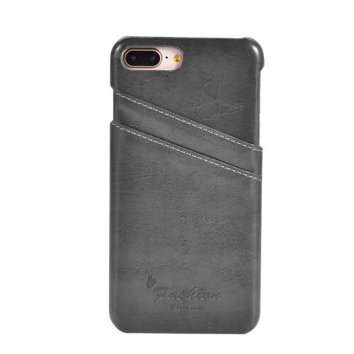 Housse de protection arrière en cuir PU avec emplacements pour carte pour iPhone 7 Plus / 8 Plus (gris)