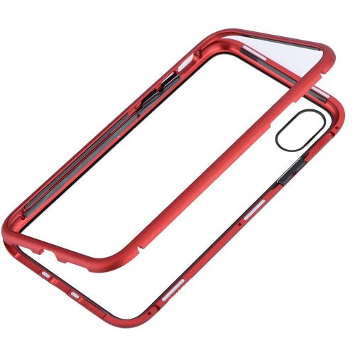 Adsorption magnétique Translucide Coque de téléphone en métal confortable pour IPHONE X rouge