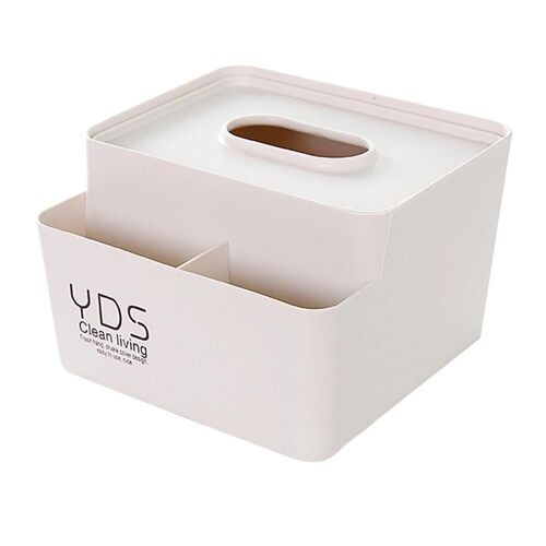 Porte-mouchoirs de table en plastique Serviette en papier Conteneur de rangement Boîte Organisateur de bureau (blanc)