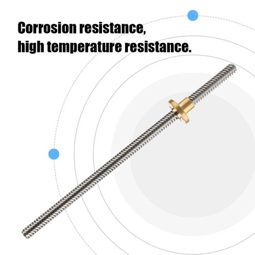 T8 8mm Vis à tige filetée trapézoïdale en acier inoxydable et écrou en laiton pour imprimante 3D 200mm