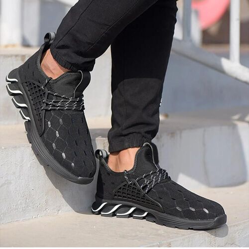 Chaussures Unisexes À Embout D'acier Chaussures De Travail Anti-Perforation Chaussures De Travail À Embout Composite Antidérapant Pour Femmes Hommes Noir,45