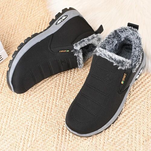 Automne Hiver Hommes Polaires Coton Chaussures Antidérapant Semelle Souple Chaussures De Baskets Pour Shopping Rencontres Noir,41