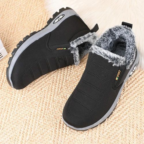 Automne Hiver Hommes Polaires Coton Chaussures Antidérapant Semelle Souple Chaussures De Baskets Pour Shopping Rencontres Noir,41