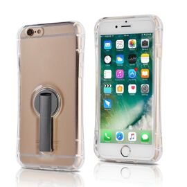 B.O.W Couverture Complète Tpu Coque De Téléphone Transparente Pour Iphone 6 Plus/6s Plus Béquille Grise