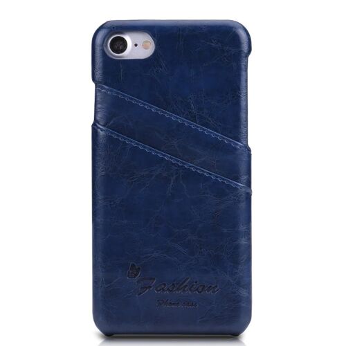 Coque De Téléphone Pu Anti-Slip Back Protective Cover Shell Avec Emplacements Pour Carte Pour Iphone 7 8 (Bleu)