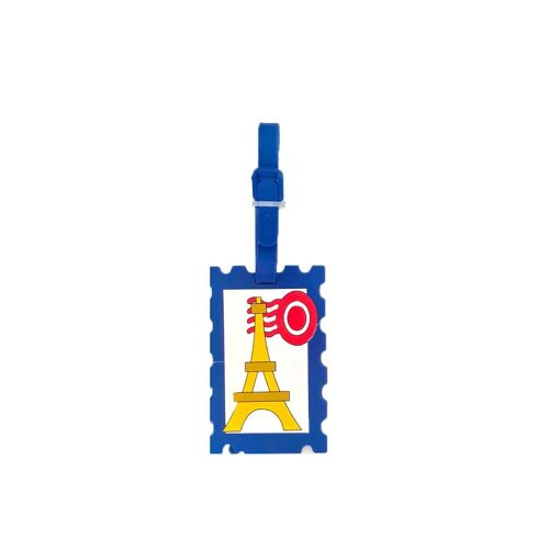 Étiquette de Bagage Motif Timbre Parisien en Plastique Résistant YELLO KOKO Multicolore