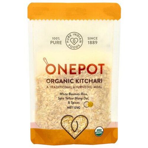 Pure Indian Foods, Onepot, Kitchari Biologique, Riz Basmati Blanc, Split Mung Dal Et Épices, 125 G