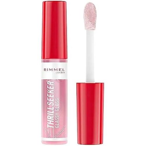 Rimmel Thrillseeker Glassy Gloss 100 Coco Suga, Brillance Hydratante, Acide Hyaluronique, Complexe Antioxydant, Non Collant, Gros Multicolore