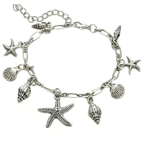 Mode Bohemia Beach Étoile De Mer Pendentif Alliage Pied Chaîne Femmes Bijoux