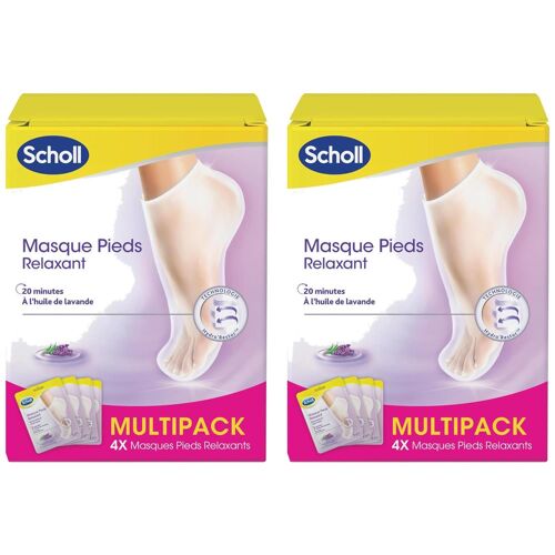 Scholl Lot De 2 Lots De 4 Paires Masques Pieds Relaxant Lavande Pour Peaux Sèches