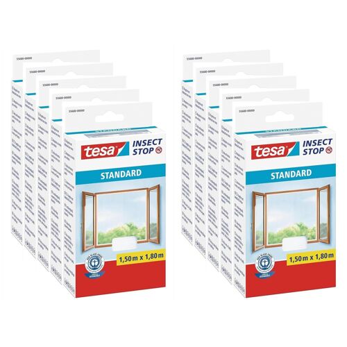 tesa Lot de 10 Moustiquaires Insect Stop Standard Fenêtre 1,50 m x 1,80 m Blanc