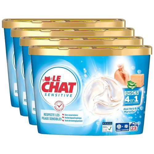 LE CHAT Lot de 4 Discs Savon de Marseille Aloe Vera x23