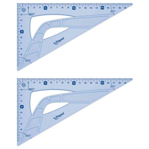 Maped Lot De 2 Equerres Geometric 60 Degrés Longueur 21 Cm Transparent