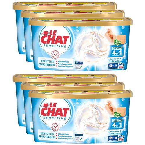 LE CHAT Lot de 6 Discs Savon de Marseille Aloe Vera x35