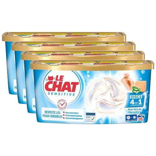 LE CHAT Lot de 4 Discs Savon de Marseille Aloe Vera x35