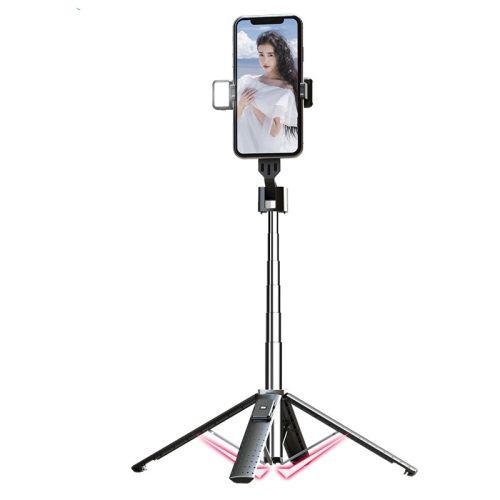 Support de diffusion en direct pour téléphone portable, quadripode télescopique Bluetooth pour caméra selfie, hauteur : 102 cm (acier inoxydable + lumière de remplissage unique) - 102 cm (alliage d'aluminium)