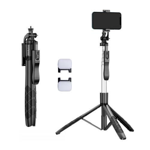 Perche À Selfie Bluetooth Lenovo Thinkplus H18b En Acier Inoxydable Avec Double Éclairage, 1,8 M (Noir)