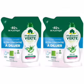 MAISON VERTE Lot de 2 Liquides Vaisselle Ultra concentré à Diluer Aloe Vera 150ml