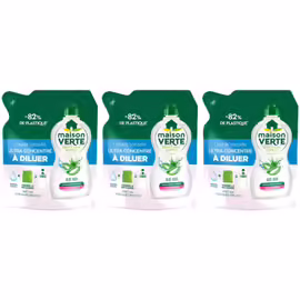 MAISON VERTE Lot de 3 Liquides Vaisselle Ultra concentré à Diluer Aloe Vera 150ml