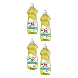JEX Professionnel Lot de 4 Flacons 1 Litre de Liquide vaisselle doux pour les mains parfum citron