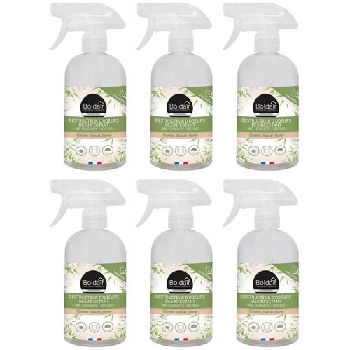 Boldair Lot de 6 Sprays 500 ml Destructeur d'odeurs Désinfectant Bambou Jasmin