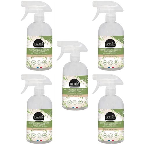 Boldair Lot de 5 Sprays 500 ml Destructeur d'odeurs Désinfectant Bambou Jasmin