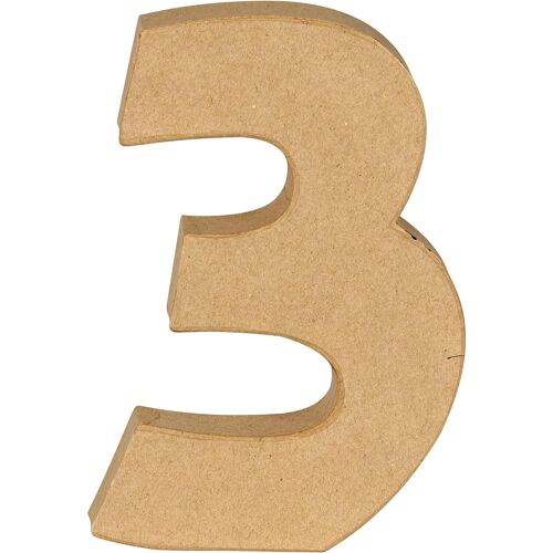 Décopatch Chiffre 3 Kraft 20cm En Kraft À Décorer