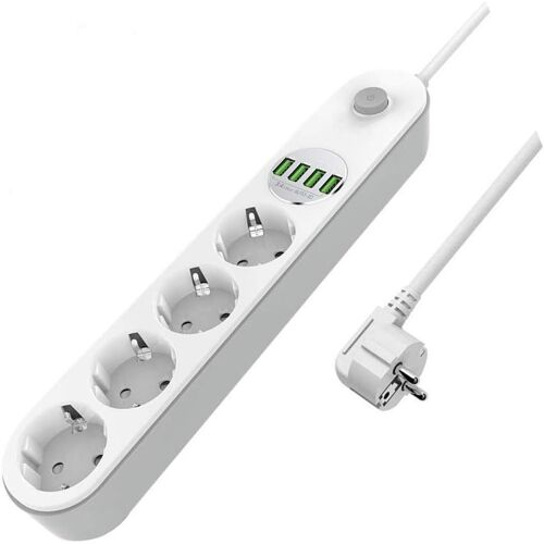 KALANKA-Multiprise 4 prises avec 4 prises USB, 2 500 W, 250 V, 2 m, câble Multiprise avec interrupteur et chargeur USB pour smartphones et tablettes
