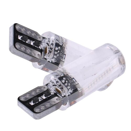 Paire De T10 W5w Silicone Case Cob Led Décodage Lumière Plaque D'immatriculation Côté Marqueur Ampoule