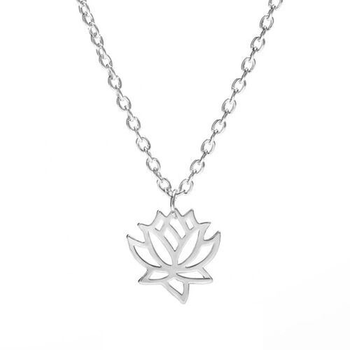 Chaîne De Femmes À La Mode Collier Creux Fleur Forme Pendentif Bijoux Cadeau (Argent)