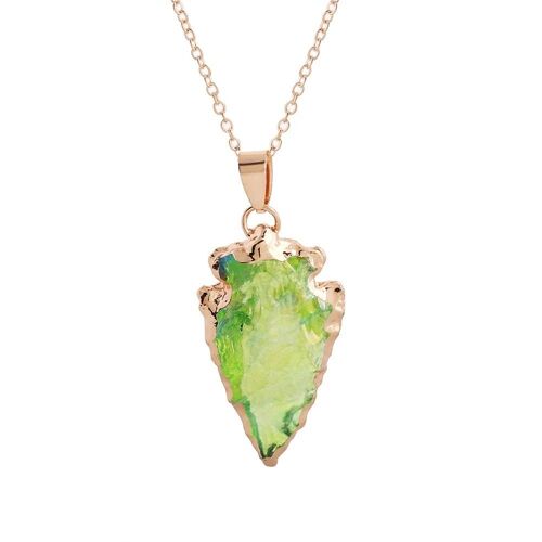 Femmes Alliage Faux Cristal Goutte Pendentif Chaîne Réglable Collier Bijoux (Vert)