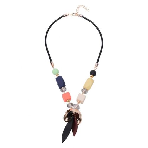 Unique Rétro Rond Perle Pendentif Alliage Collier Femmes Bijoux (Couleur)