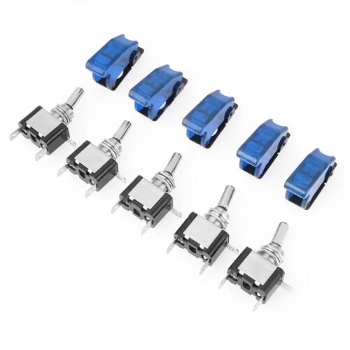 5 Pcs /Set 20a 12v Led Interrupteur À Bascule Commande Avec Couvercle Pour Voiture / Bateau (Bleu)