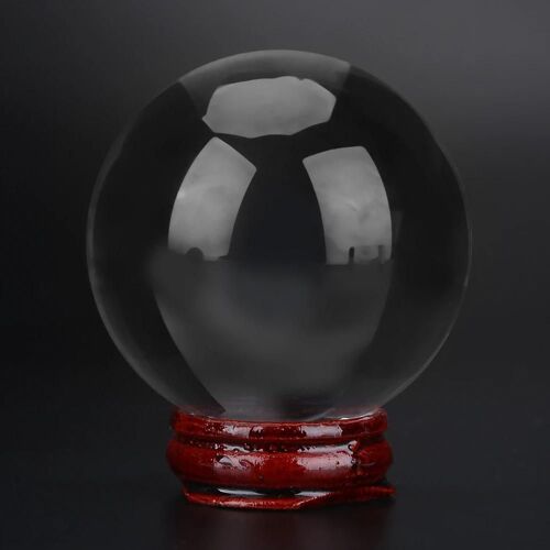 1PC 60MM Artificiel Quartz Cristal Boule Sphère Transparente Décoration De La Maison + Support En Bois