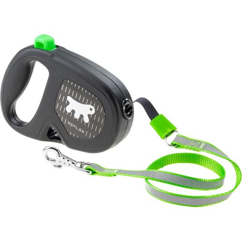 Laisse Chien Enrouleur Rèflechissante Flippy One Reflex, Laisse Pour Petits Chiens Jusqu'à 12 Kg. Cordon Extensible Max 4,5 M. Bouton Unique Pour Verrouiller Et Libérer, Vert